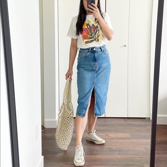 Zara TRF Midi Denim Skirt S - Picture 2 of 7
